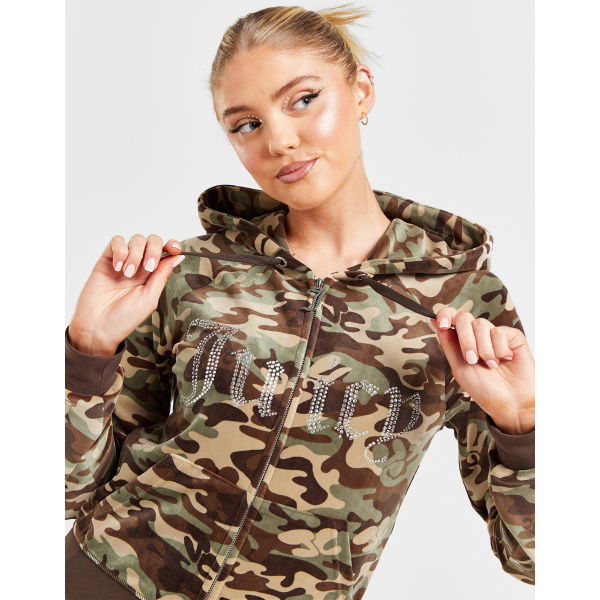 JUICY COUTURE Diamante Velour Camo Hoodie