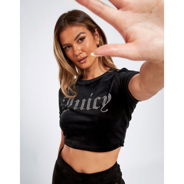 JUICY COUTURE Diamante Velour Crop Top