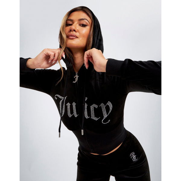 JUICY COUTURE Diamante Velour Crown Hoodie