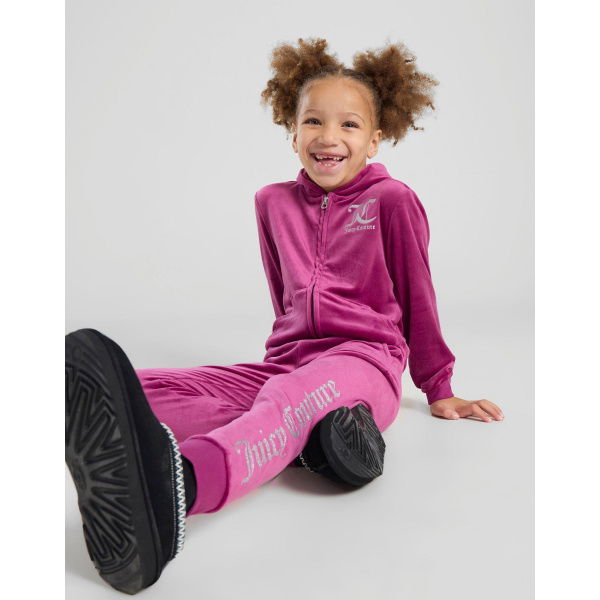 JUICY COUTURE Girls' Velour Full Zip Hooded Tracksuit Children