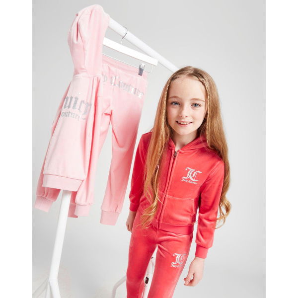 JUICY COUTURE Girls' Velour Full Zip Hooded Tracksuit Junior