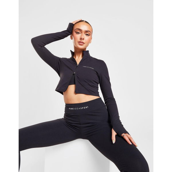 Pink Soda Sport Beau Crop Full Zip Crop Top