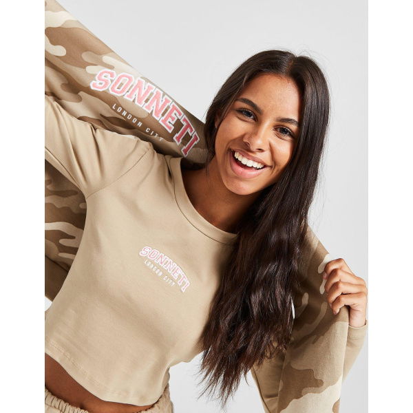 Sonneti Girls Long Sleeve Panel Crop T-Shirt Junior