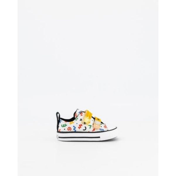 Converse Toddler Chuck Taylor All Star Easy On 2v Polka Doodle Low White