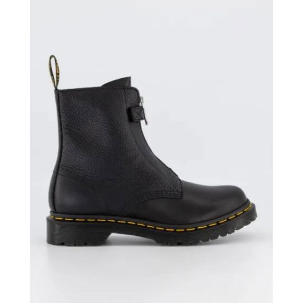 Dr Martens 1460 Front Zip Boots Black Wanama & Black Milled Nappa