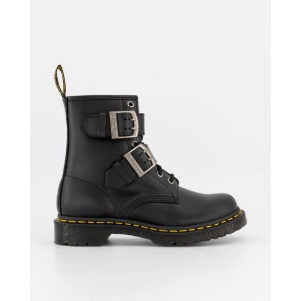 Dr Martens Womens 1460 Buckle Pull Up Lace Up Black Classic Pull Up