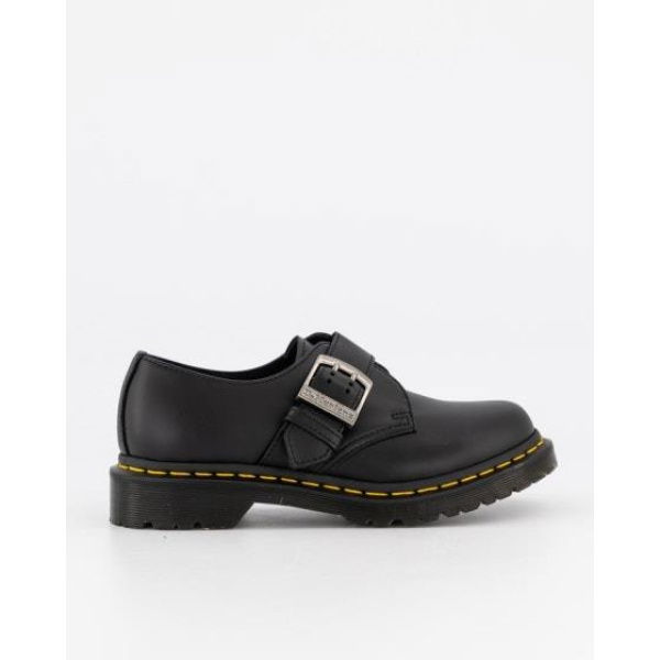 Dr Martens Womens 1461 Buckle Pull Up Oxford Shoes Black Classic Pull Up