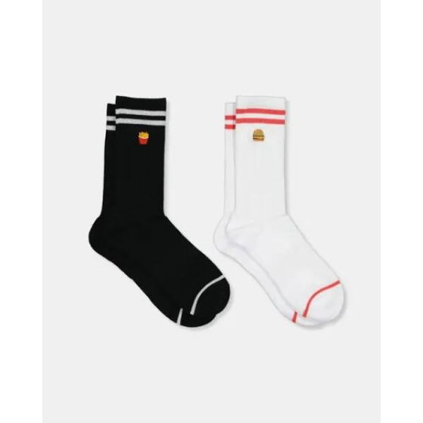 Foot-ies Fast Food Sneaker Socks 2 Pack White