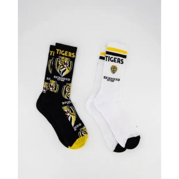 Foot-ies Richmond Tigers Mascot Sneaker Socks - 2 Pack White