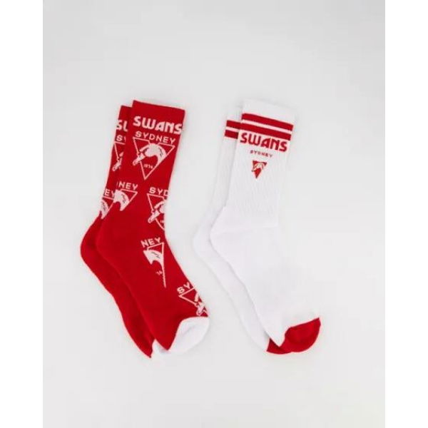 Foot-ies Sydney Swans Mascot Sneaker Socks - 2 Pack White