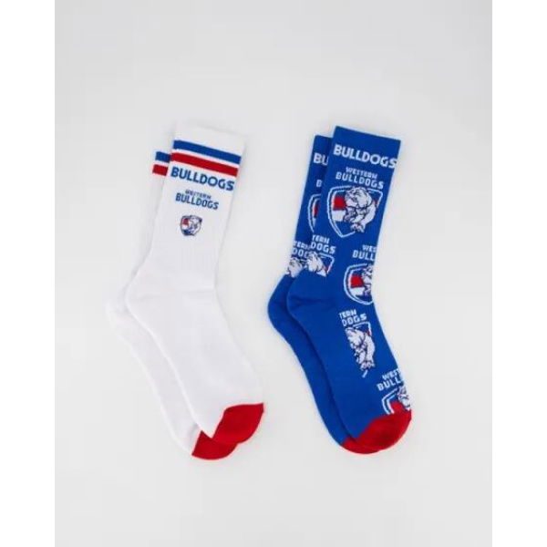 Foot-ies Western Bulldogs Mascot Sneaker Socks - 2 Pack White