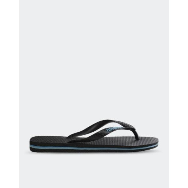 Havaianas Mens Rubber Logo Thongs Rubber Logo Black