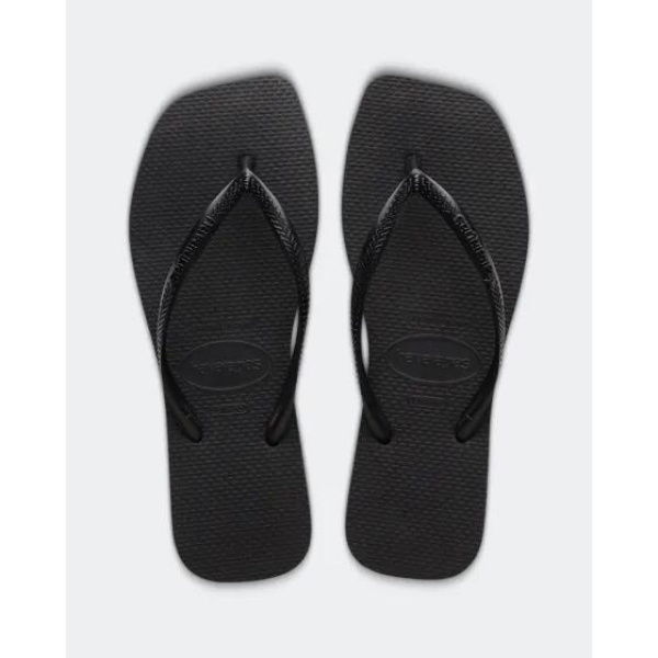 Havaianas Womens Slim Square Solid Thongs Black