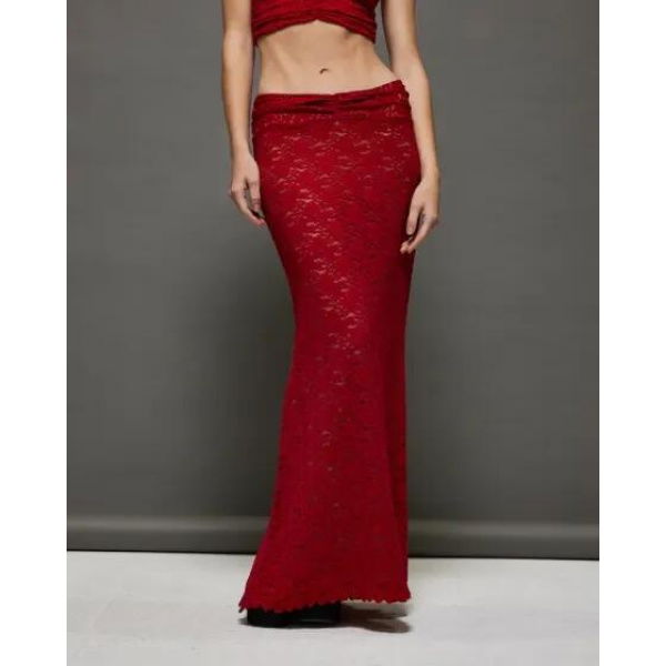 Jgr & Stn Fatale Maxi Skirt Deep Red