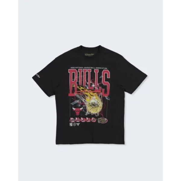 Mitchell & Ness Chicago Bulls Fire N Lightning Tee Faded Black