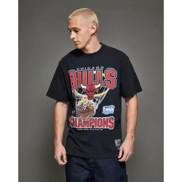 Mitchell & Ness Chicago Bulls Nothing But The Net Tee Faded Black