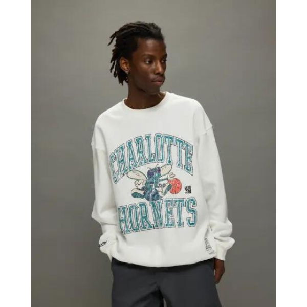 Mitchell & Ness Hornets Crew Vintage White