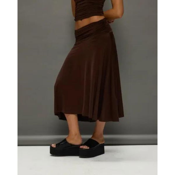 Motel Rocks Delta Skirt Slinky Chocolate