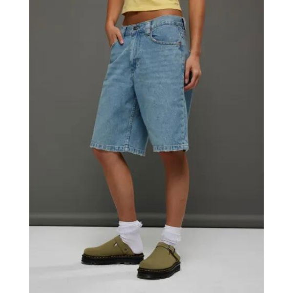 Motel Rocks Low Rise Skater Short Bleach Denim