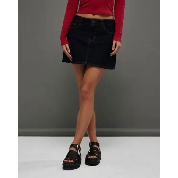 Motel Rocks Mini A-line Denim Skirt Indigo