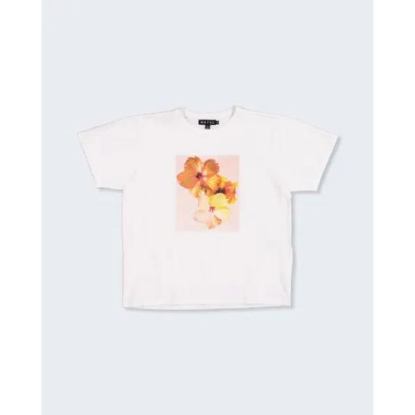 Motel Rocks Oversized Basic Tee White Hibiscus