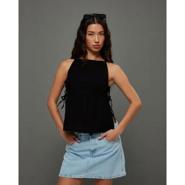 Motel Rocks Palsi Tie Side Top Black