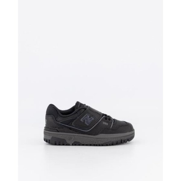 New Balance Kids 550 Bungee Lace With Top Strap Black (001)