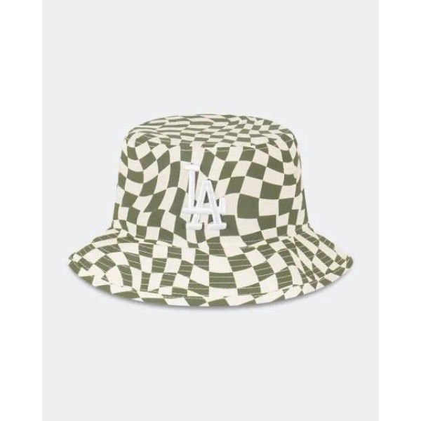 New Era La Dodgers Check Bucket Hat Chrome White