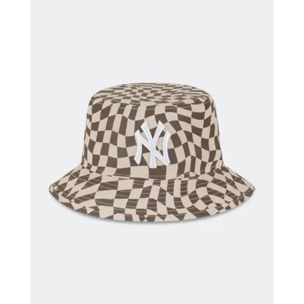 New Era Ny Yankees Check Bucket Hat Stone