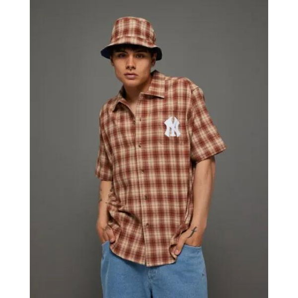 New Era Ny Yankees Plaid Shirt Brown Plaid