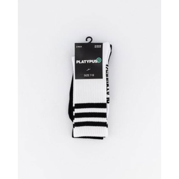 Platypus Socks Platypus 3 Stripe Crew Socks Black Sock 3 White Stipes