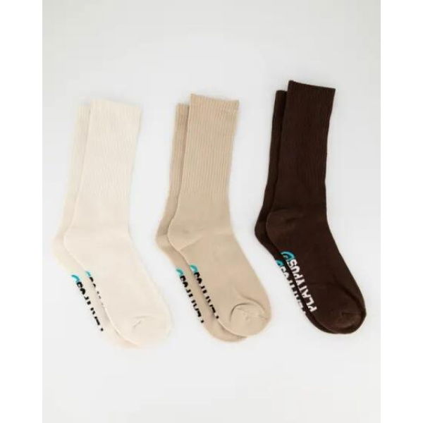 Platypus Socks Platypus Crew Socks 3 Pack Cream Beige