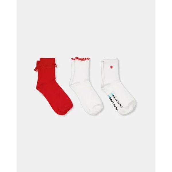 Platypus Socks Platypus Half Crew Heart Socks 3 Pk White White Red