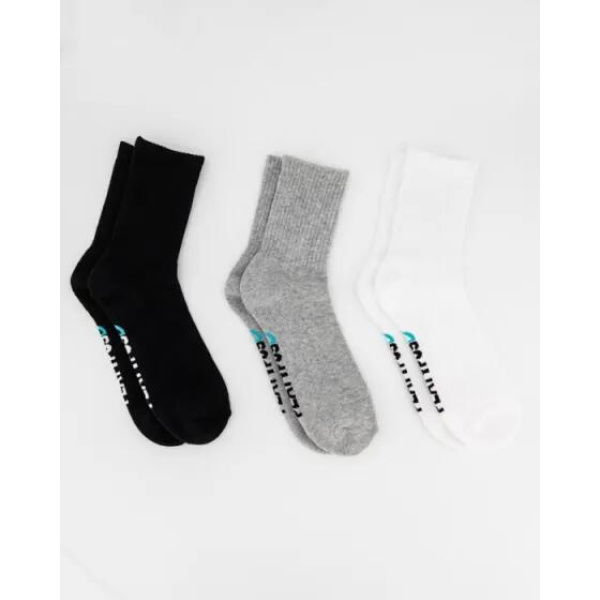 Platypus Socks Platypus Half Crew Socks 3pk White Grey Black