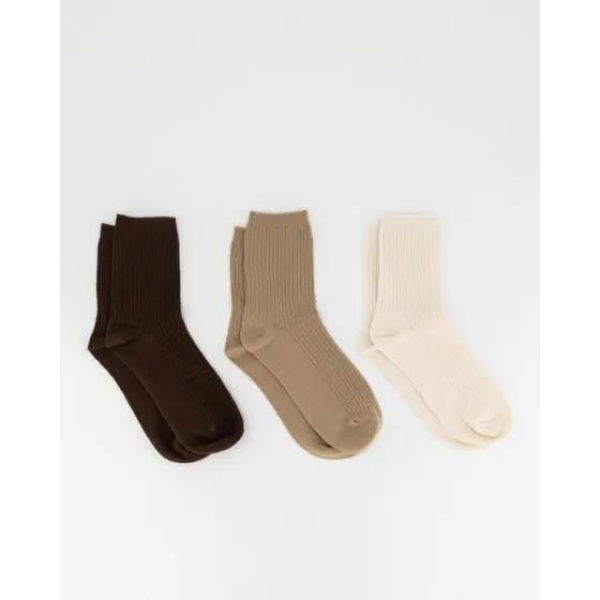 Platypus Socks Platypus Rib Socks 3pk Chocolate Black Tan