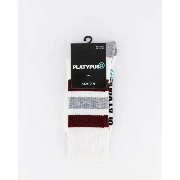 Platypus Socks Platypus Striped Rib Socks Multi Red Grey