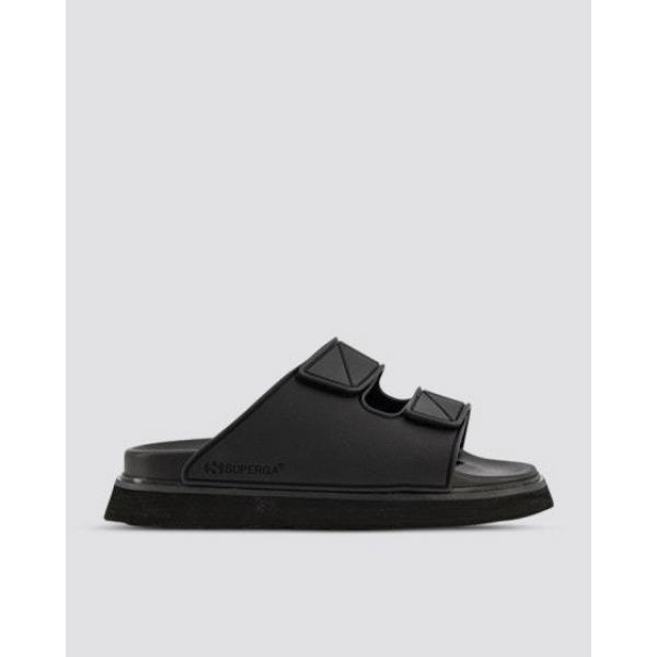 Superga 1918 Double Bands Micro-injection Slides Black