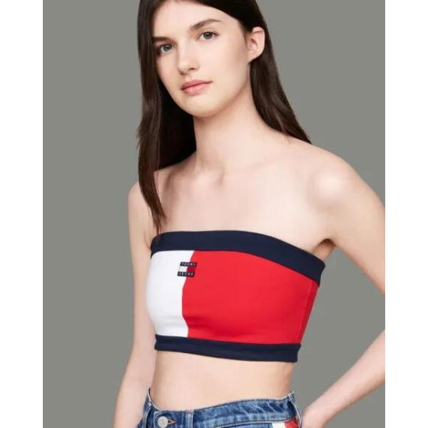 Tommy Hilfiger Badge Cropped Tube Top White