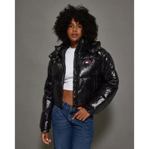 Tommy Hilfiger Cropped Down Alaska Puffer Jacket Black