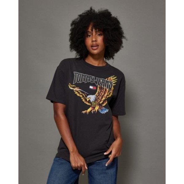 Tommy Hilfiger Eagle Print Oversized Fit T-shirt Black