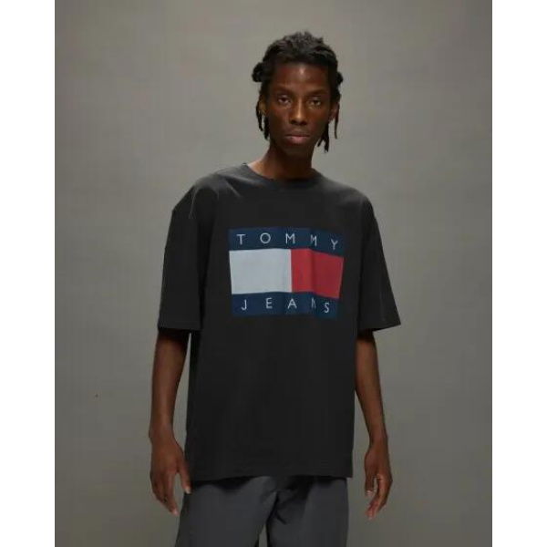 Tommy Hilfiger Flag Badge Oversized Tee Black