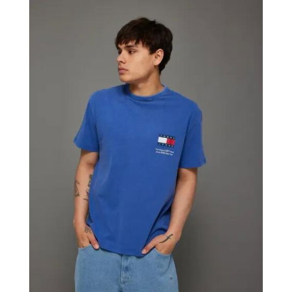 Tommy Hilfiger Logo Crew Neck Tee Bright Blue