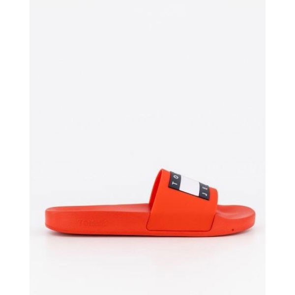 Tommy Hilfiger Mens Essential Contoured Pool Slides Deep Crimson