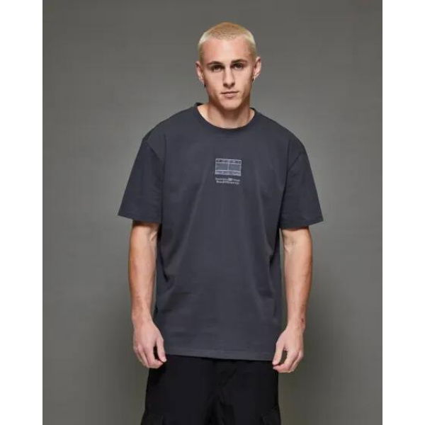 Tommy Hilfiger Mens Tonal Flag T-shirt New Charcoal