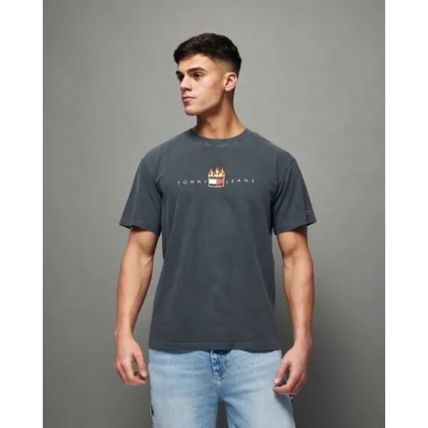 Tommy Hilfiger Relaxed Fire Flag Tee New Charcoal