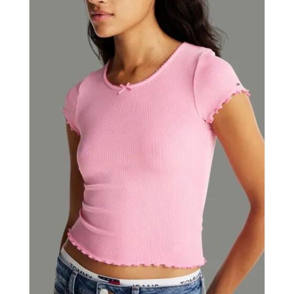 Tommy Hilfiger Slim Rib Tee Pink Crush