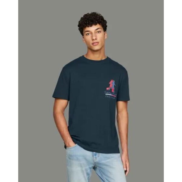 Tommy Hilfiger Slogan Back Graphic Tee Dark Night Navy