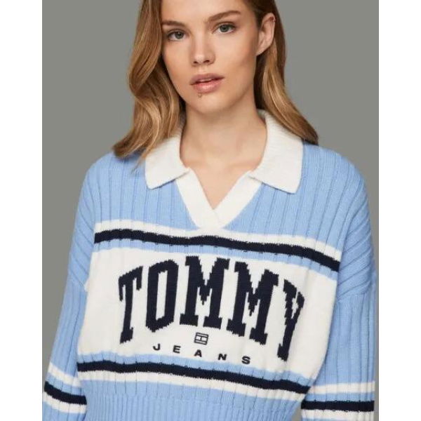 Tommy Hilfiger Tommy Jeans Varsity Logo Knit Jumper Westside Blue