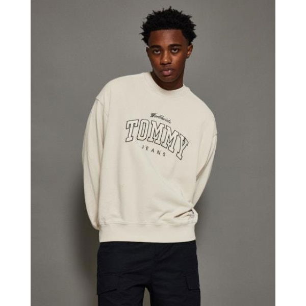 Tommy Hilfiger Varsity Boxy Cropped Sweatshirt Newsprint