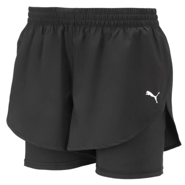 2 in 1 Women's Woven Running Shorts in Black, Size Large, Polyester/Elastane by PUMA